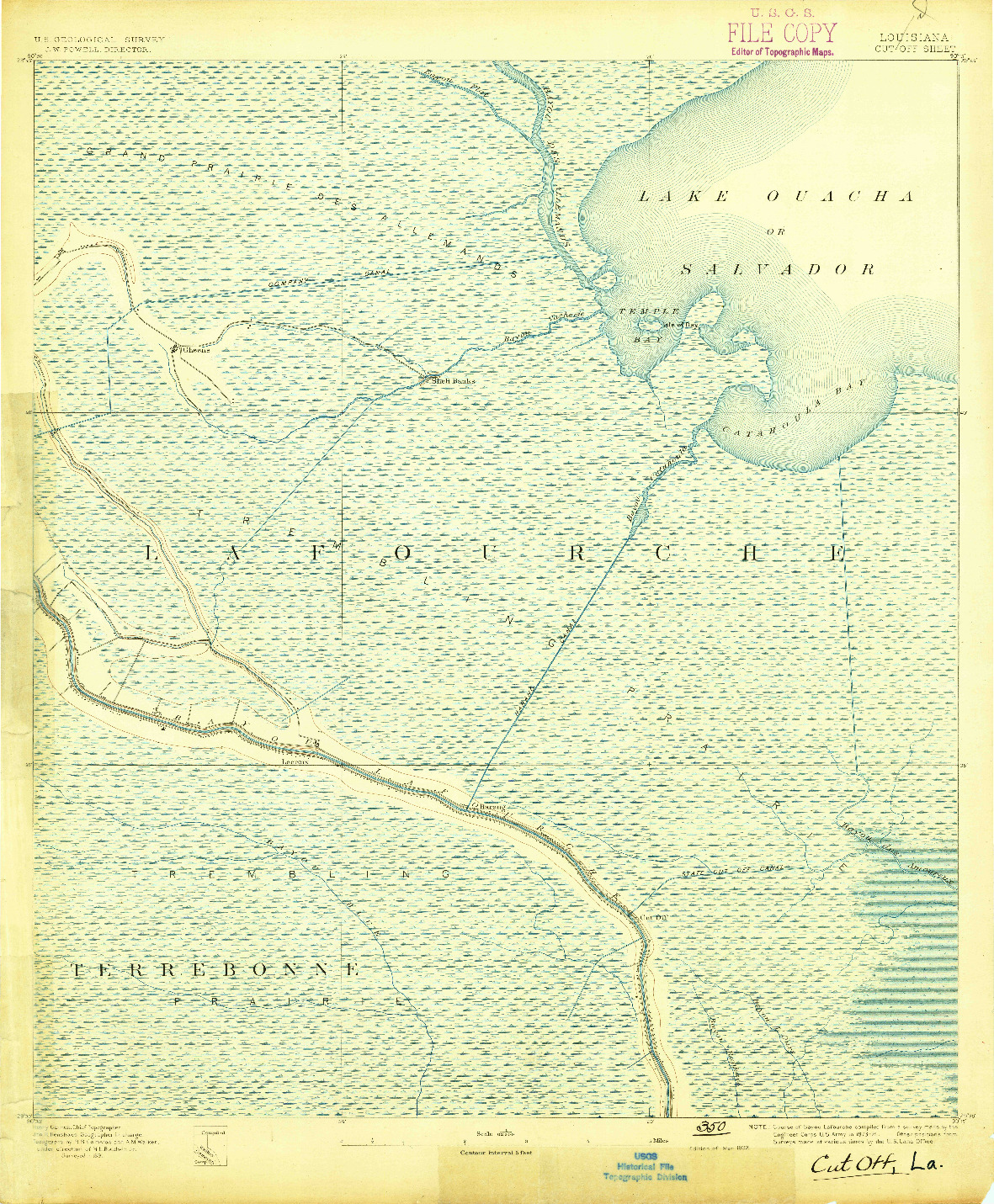 USGS 1:62500-SCALE QUADRANGLE FOR CUT-OFF, LA 1892