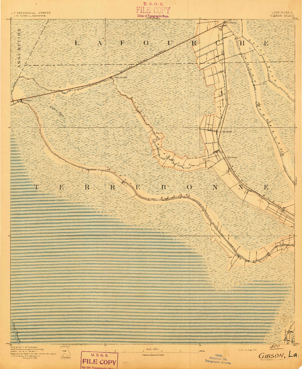 USGS 1:62500-SCALE QUADRANGLE FOR GIBSON, LA 1892