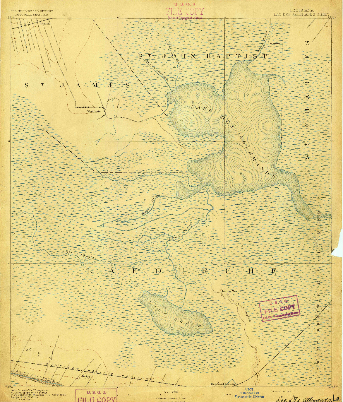 USGS 1:62500-SCALE QUADRANGLE FOR LAC DES ALLEMANDS, LA 1892