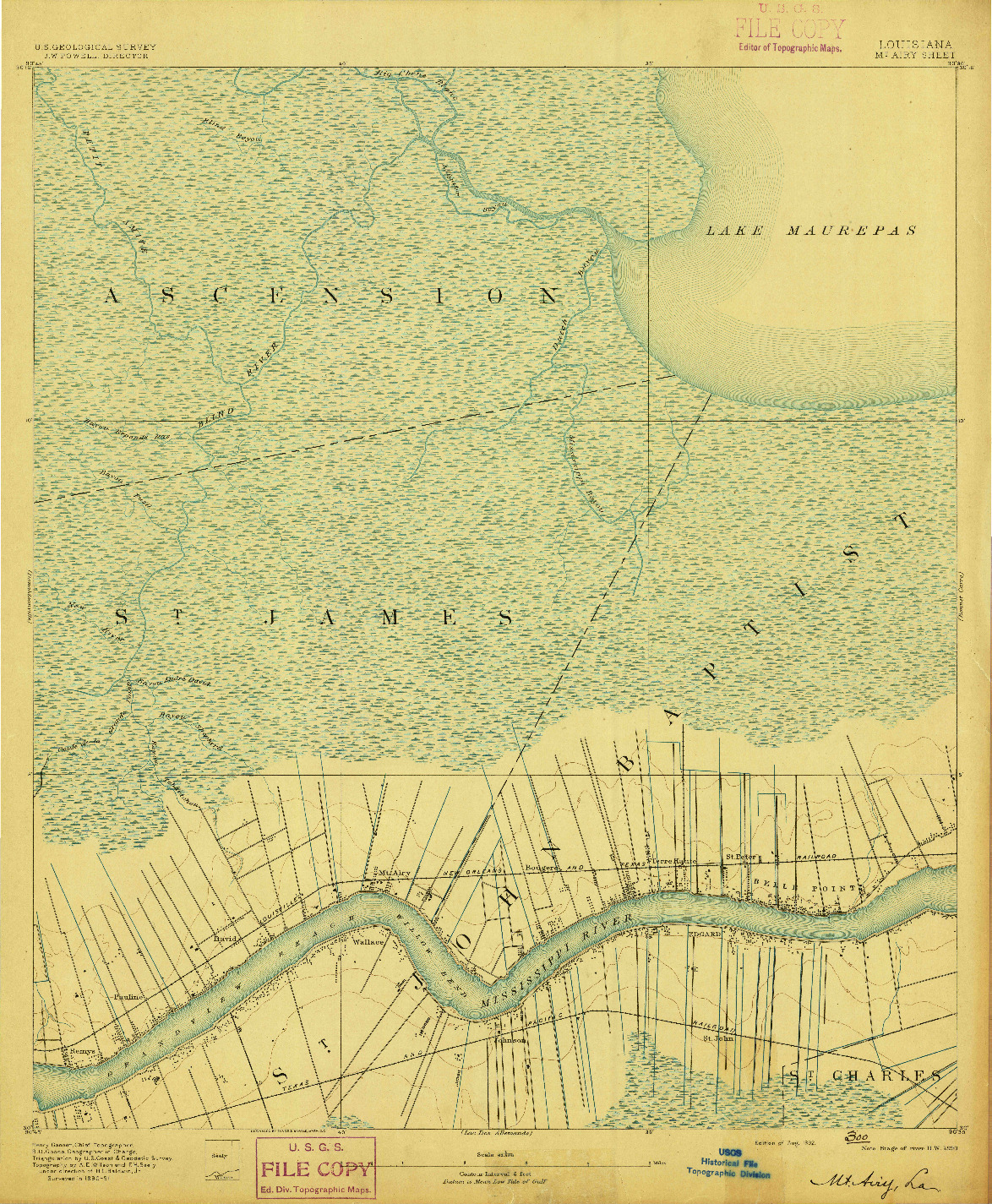 USGS 1:62500-SCALE QUADRANGLE FOR MOUNT AIRY, LA 1892