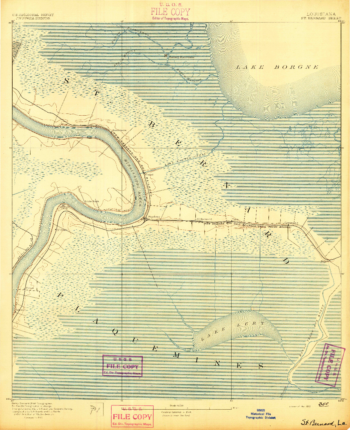USGS 1:62500-SCALE QUADRANGLE FOR ST. BERNARD, LA 1892