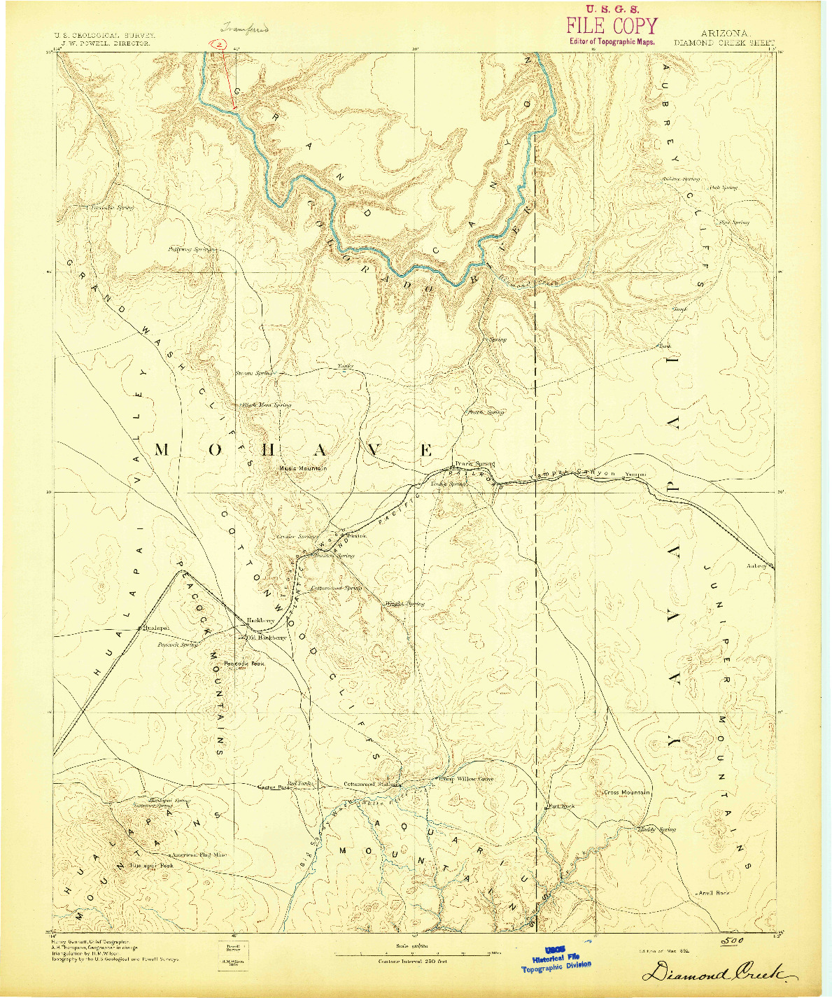 USGS 1:250000-SCALE QUADRANGLE FOR DIAMOND CREEK, AZ 1892