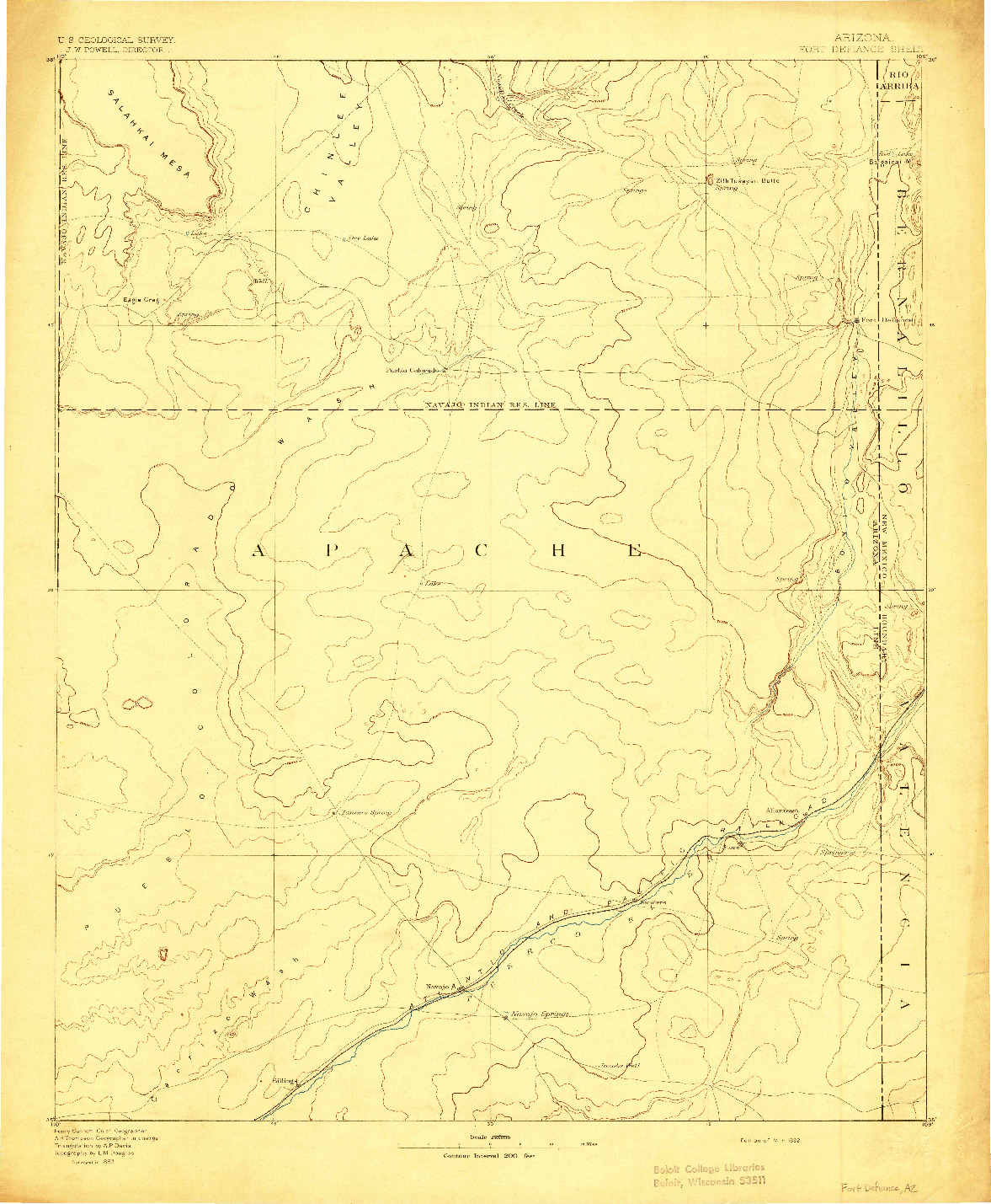 USGS 1:250000-SCALE QUADRANGLE FOR FORT DEFIANCE, AZ 1892
