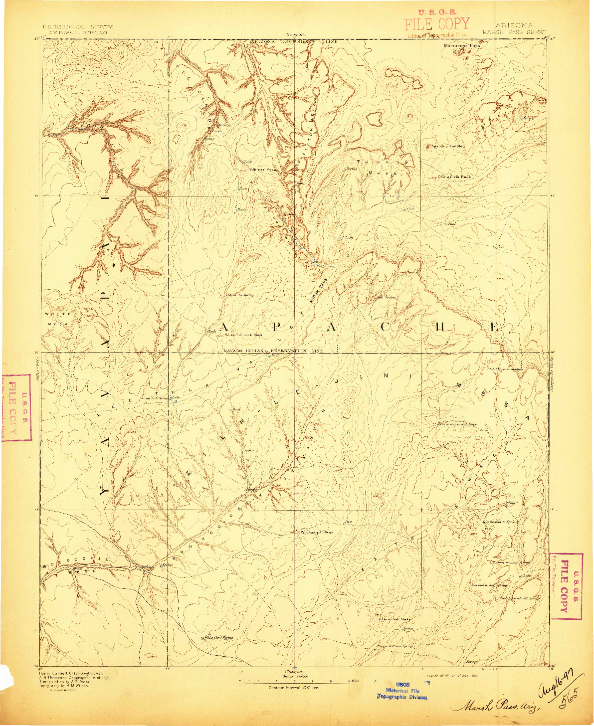 USGS 1:250000-SCALE QUADRANGLE FOR MARSH PASS, AZ 1892