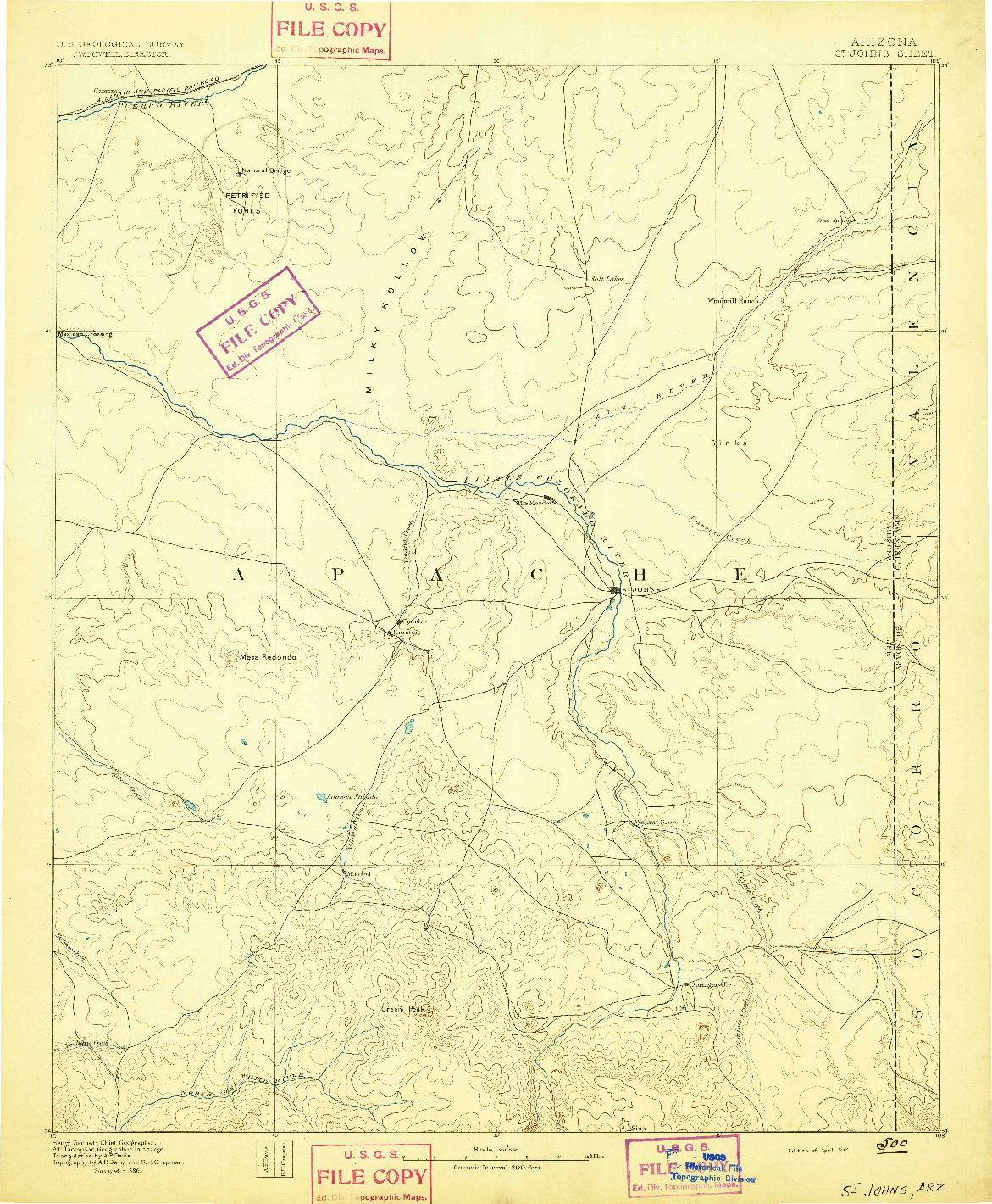 USGS 1:250000-SCALE QUADRANGLE FOR ST JOHNS, AZ 1892