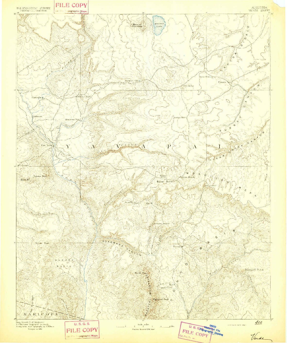 USGS 1:250000-SCALE QUADRANGLE FOR VERDE, AZ 1892