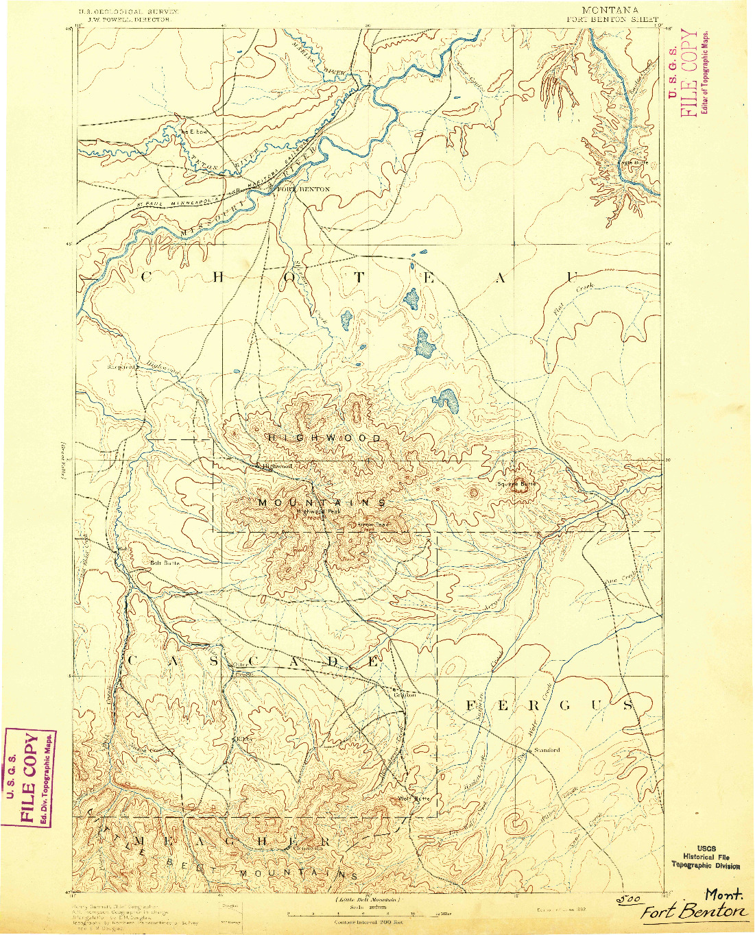 USGS 1:250000-SCALE QUADRANGLE FOR FORT BENTON, MT 1892