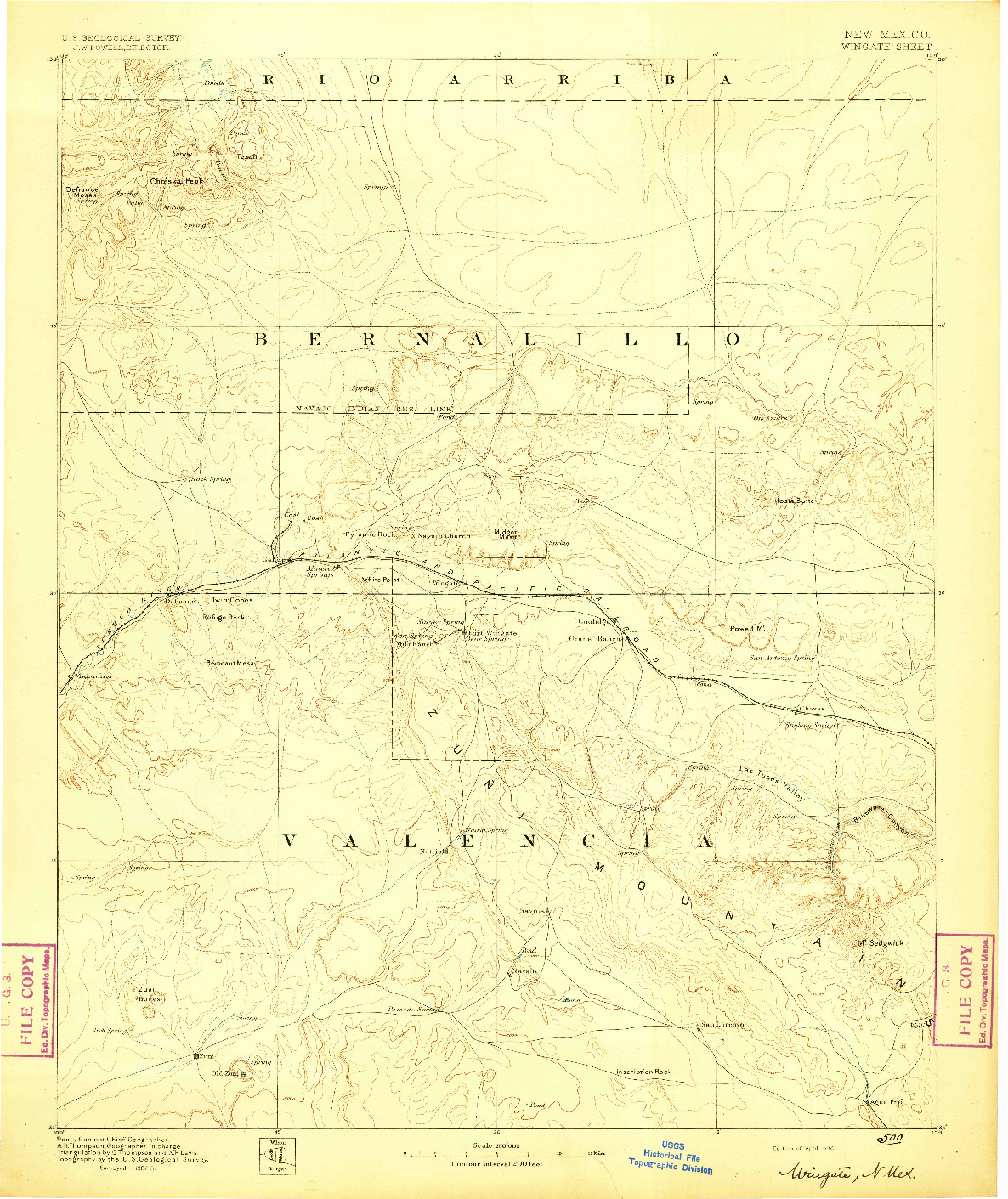 USGS 1:250000-SCALE QUADRANGLE FOR WINGATE, NM 1892