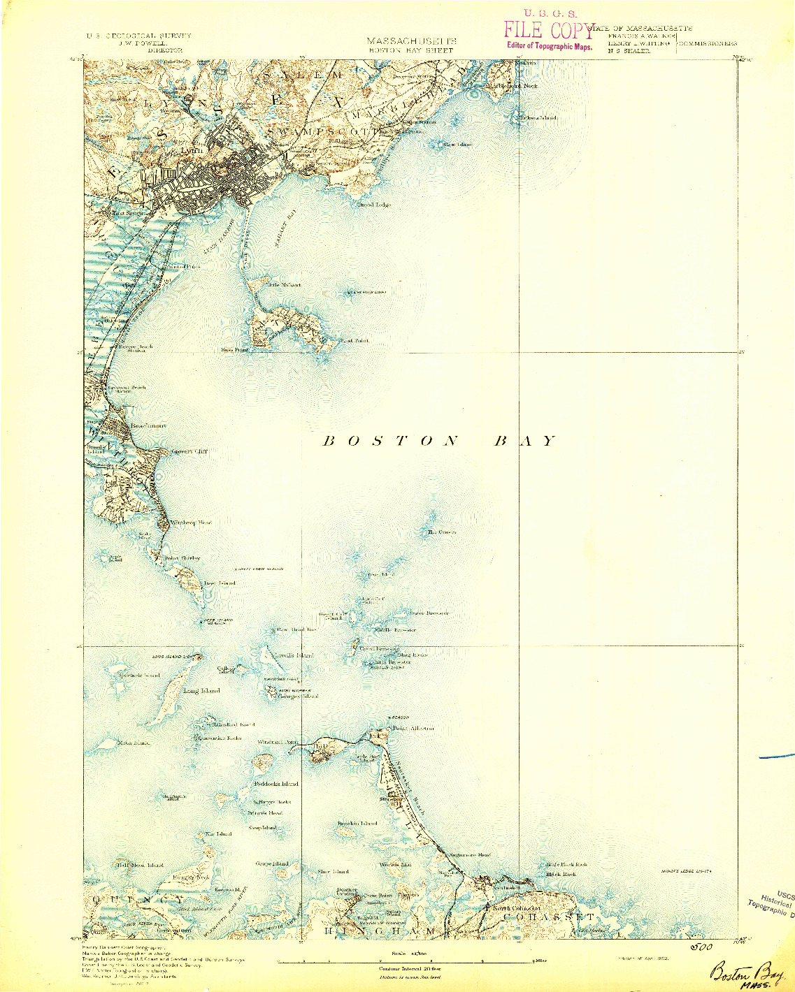 USGS 1:62500-SCALE QUADRANGLE FOR BOSTON BAY, MA 1892