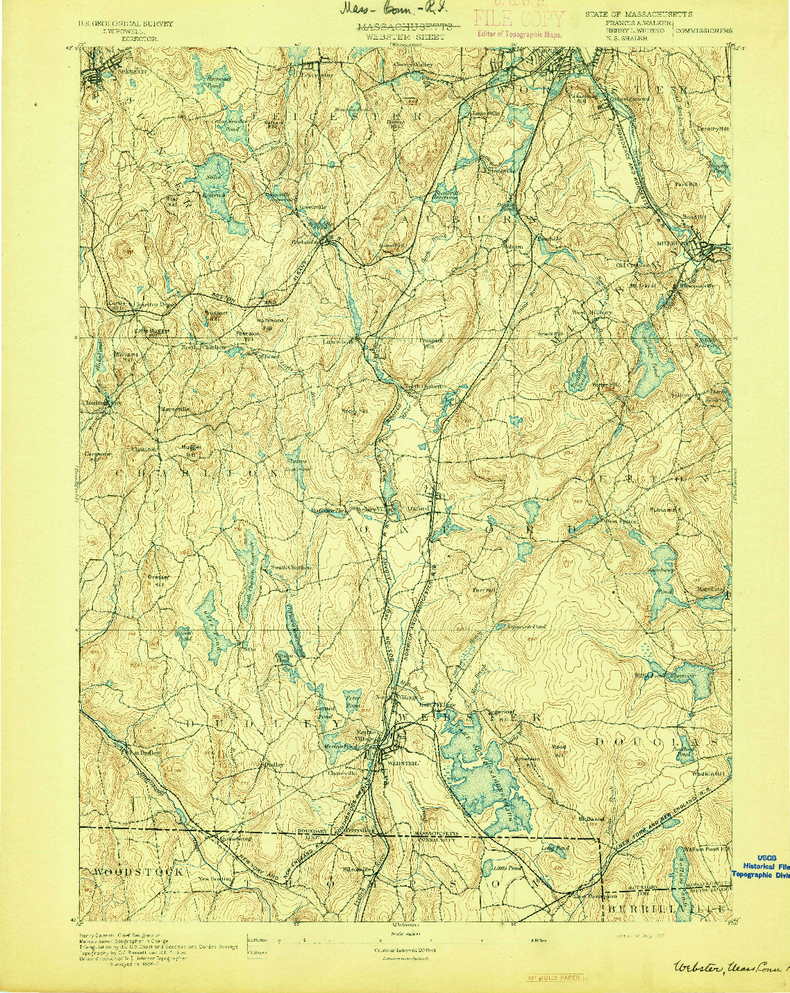 USGS 1:62500-SCALE QUADRANGLE FOR WEBSTER, MA 1892