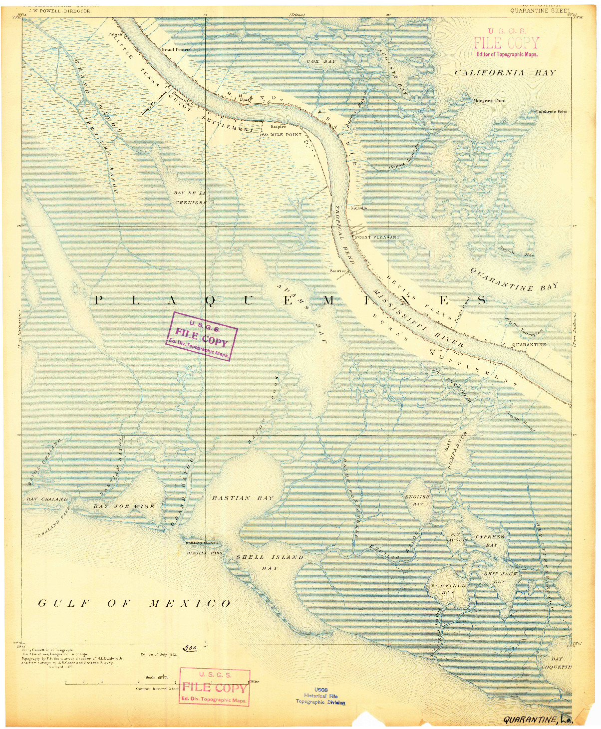 USGS 1:62500-SCALE QUADRANGLE FOR QUARANTINE, LA 1892