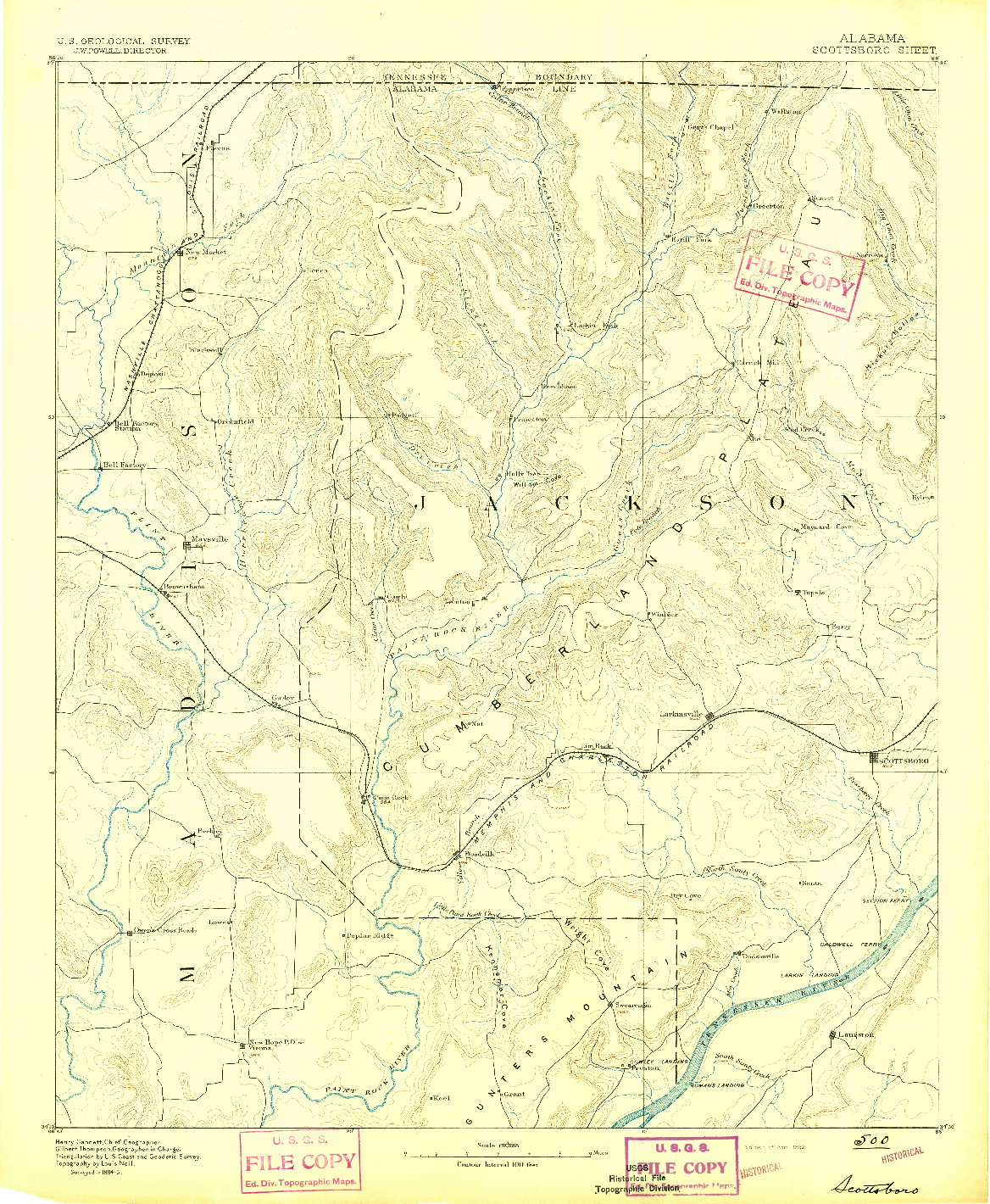 USGS 1:125000-SCALE QUADRANGLE FOR SCOTTSBORO, AL 1892