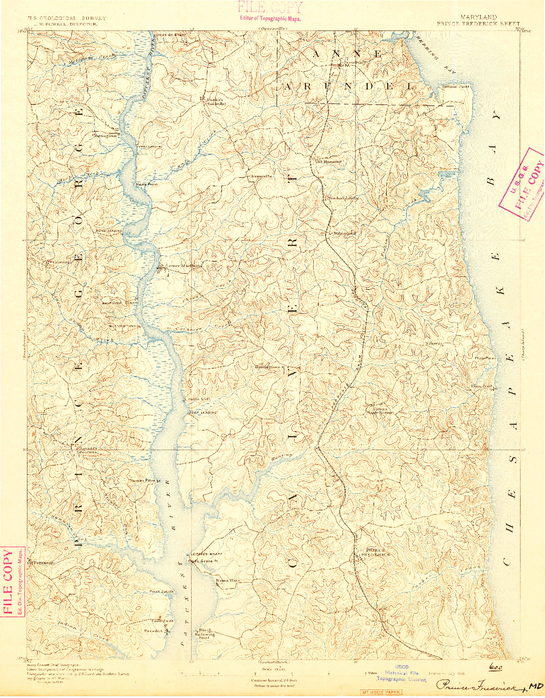 USGS 1:62500-SCALE QUADRANGLE FOR PRINCE FREDERICK, MD 1892