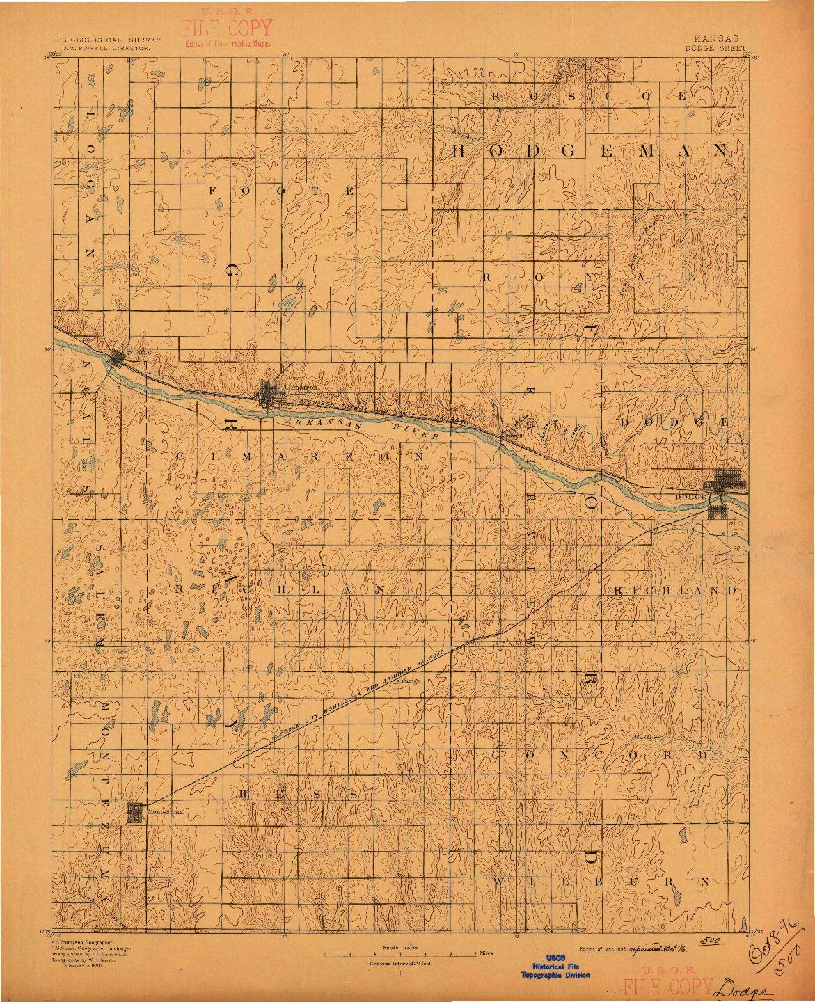 USGS 1:125000-SCALE QUADRANGLE FOR DODGE, KS 1892