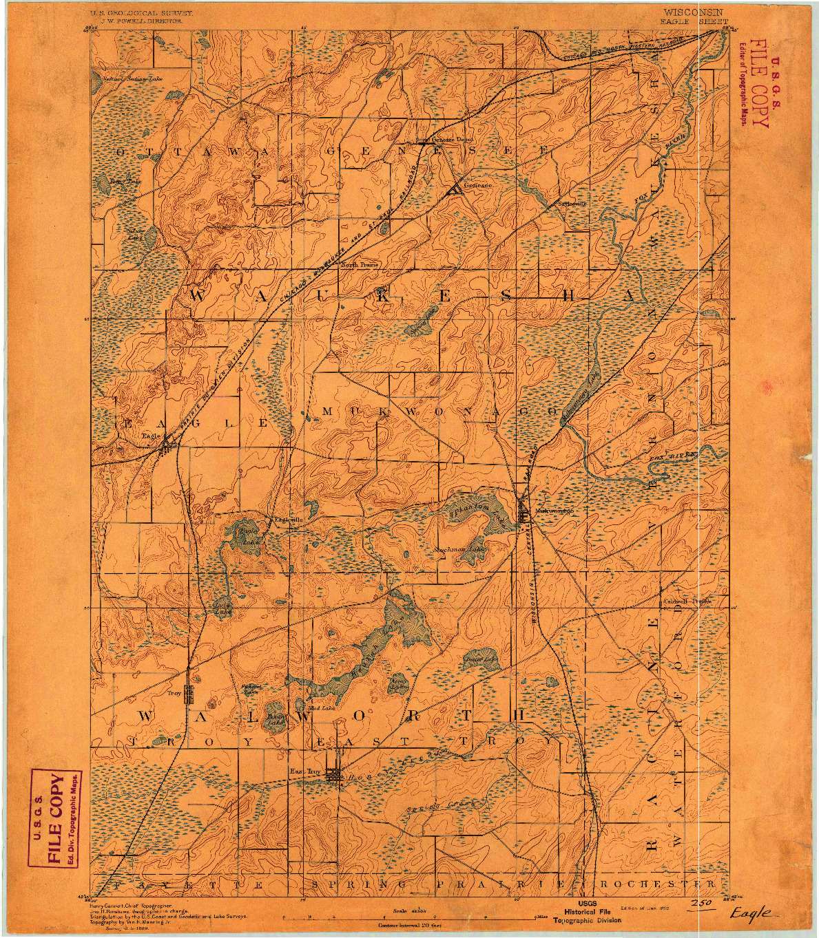 USGS 1:62500-SCALE QUADRANGLE FOR EAGLE, WI 1892