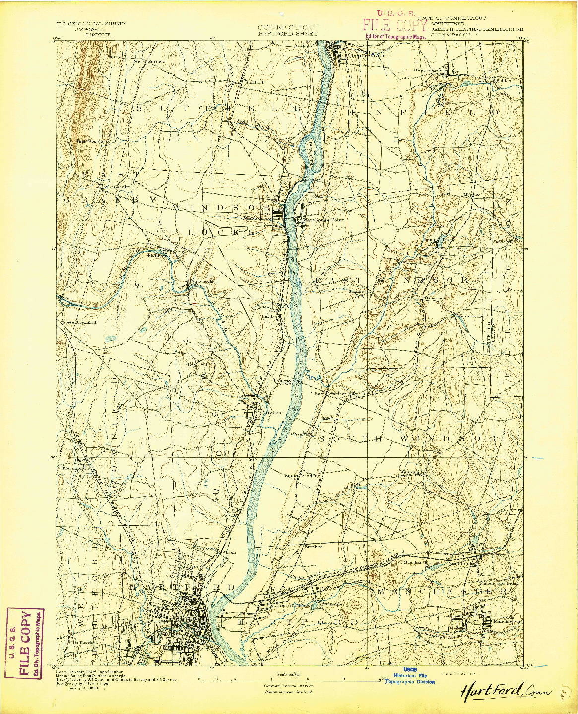 USGS 1:62500-SCALE QUADRANGLE FOR HARTFORD, CT 1892