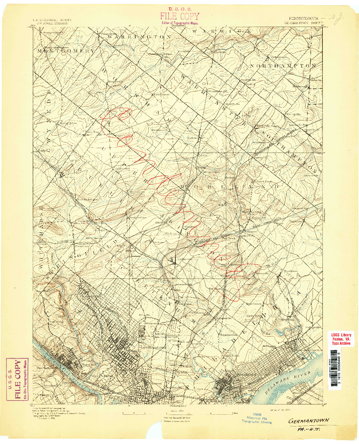 USGS 1:62500-SCALE QUADRANGLE FOR GERMANTOWN, PA 1893