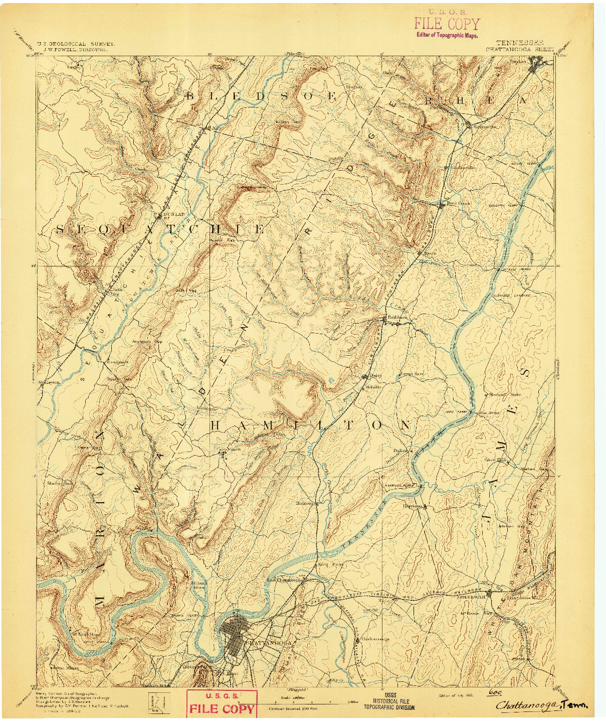 USGS 1:125000-SCALE QUADRANGLE FOR CHATTANOOGA, TN 1893