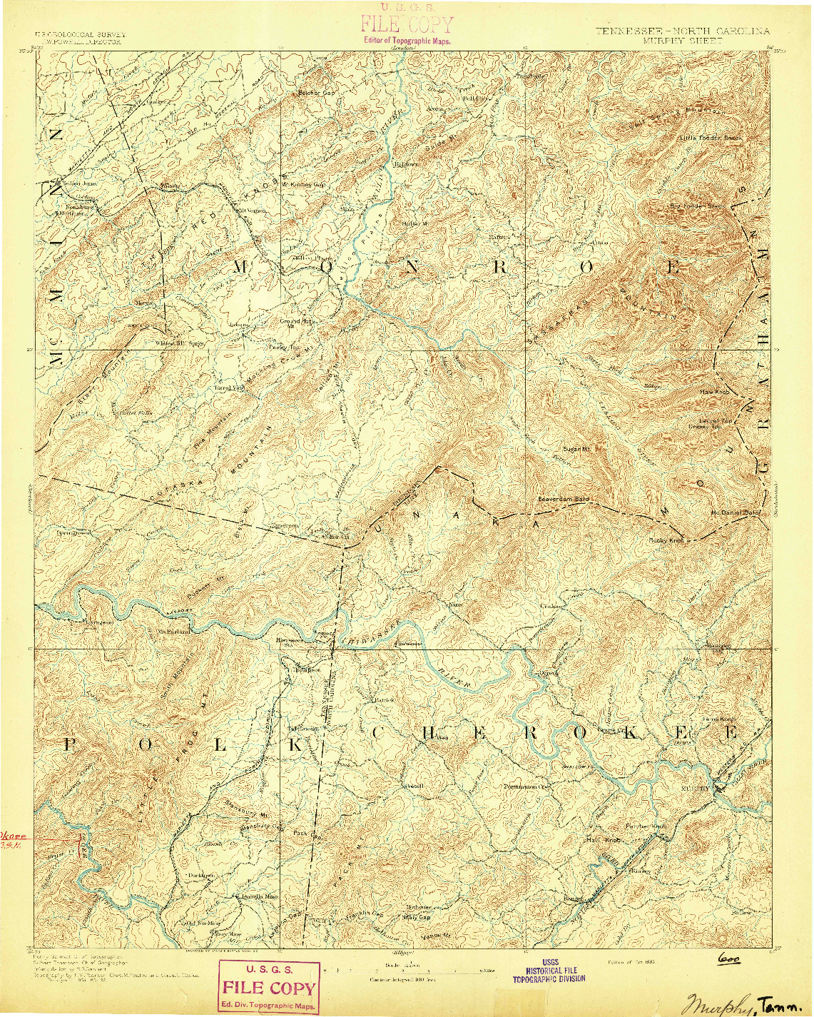 USGS 1:125000-SCALE QUADRANGLE FOR MURPHY, TN 1893