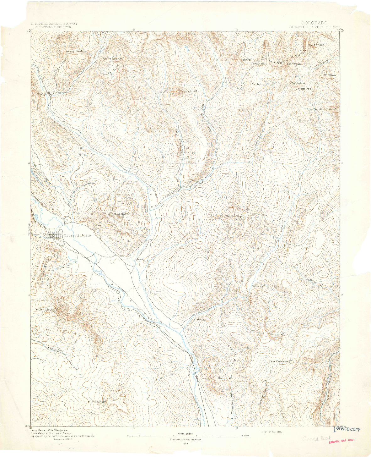 USGS 1:62500-SCALE QUADRANGLE FOR CRESTED BUTTE, CO 1893