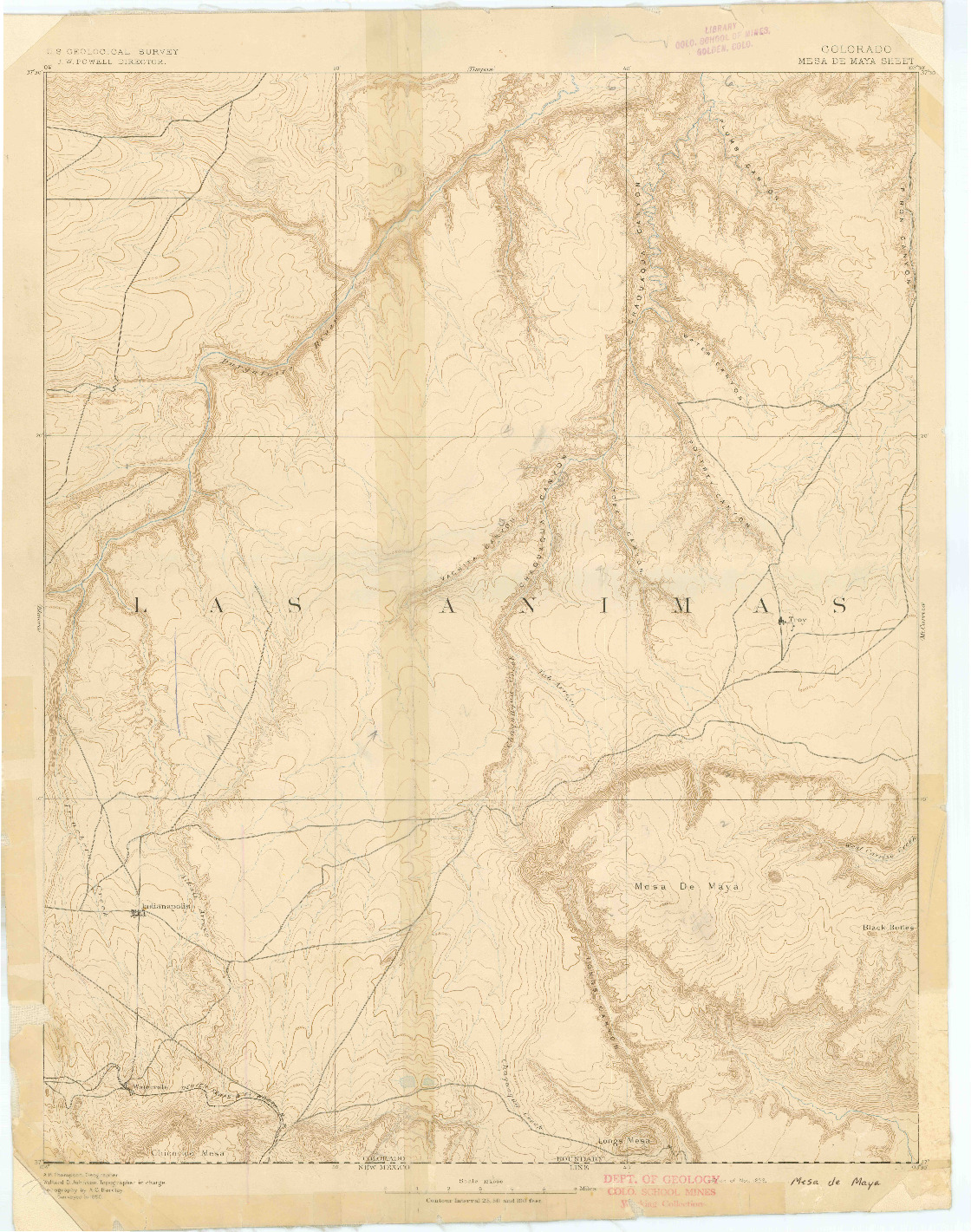 USGS 1:125000-SCALE QUADRANGLE FOR MESA DE MAYA, CO 1893