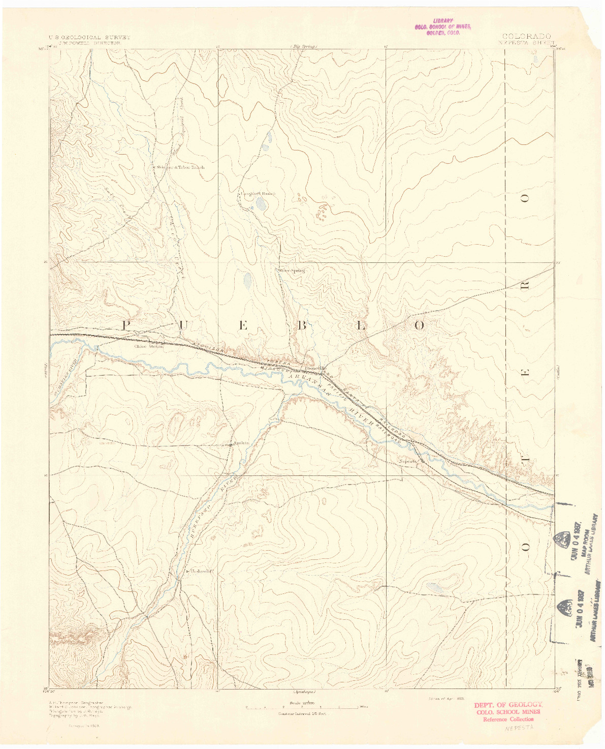 USGS 1:125000-SCALE QUADRANGLE FOR NEPESTA, CO 1893