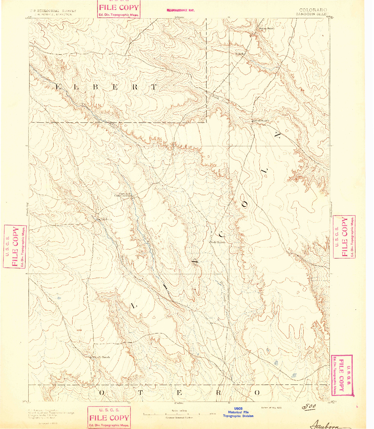 USGS 1:125000-SCALE QUADRANGLE FOR SANBORN, CO 1893