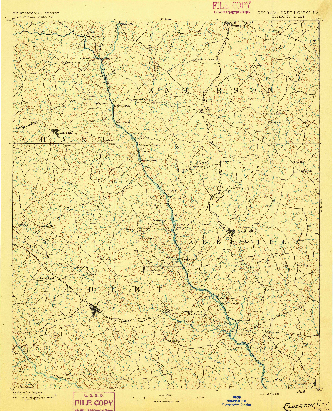 USGS 1:125000-SCALE QUADRANGLE FOR ELBERTON, GA 1893