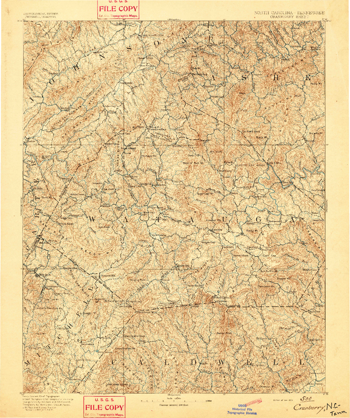USGS 1:125000-SCALE QUADRANGLE FOR CRANBERRY, NC 1893