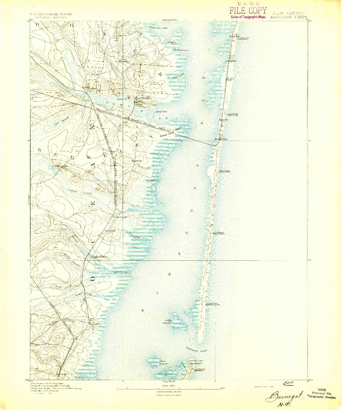 USGS 1:62500-SCALE QUADRANGLE FOR BARNEGAT, NJ 1893