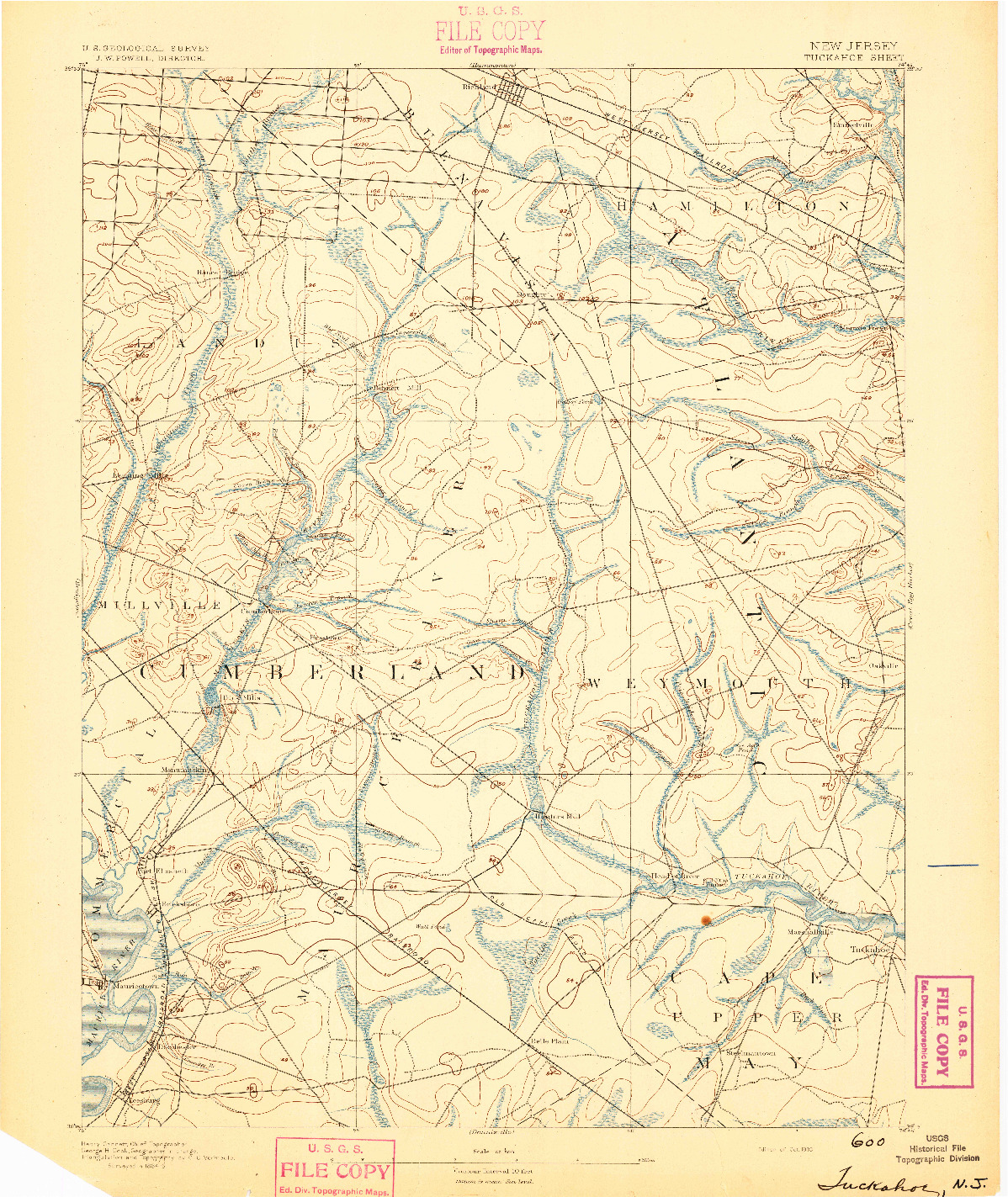 USGS 1:62500-SCALE QUADRANGLE FOR TUCKAHOE, NJ 1893