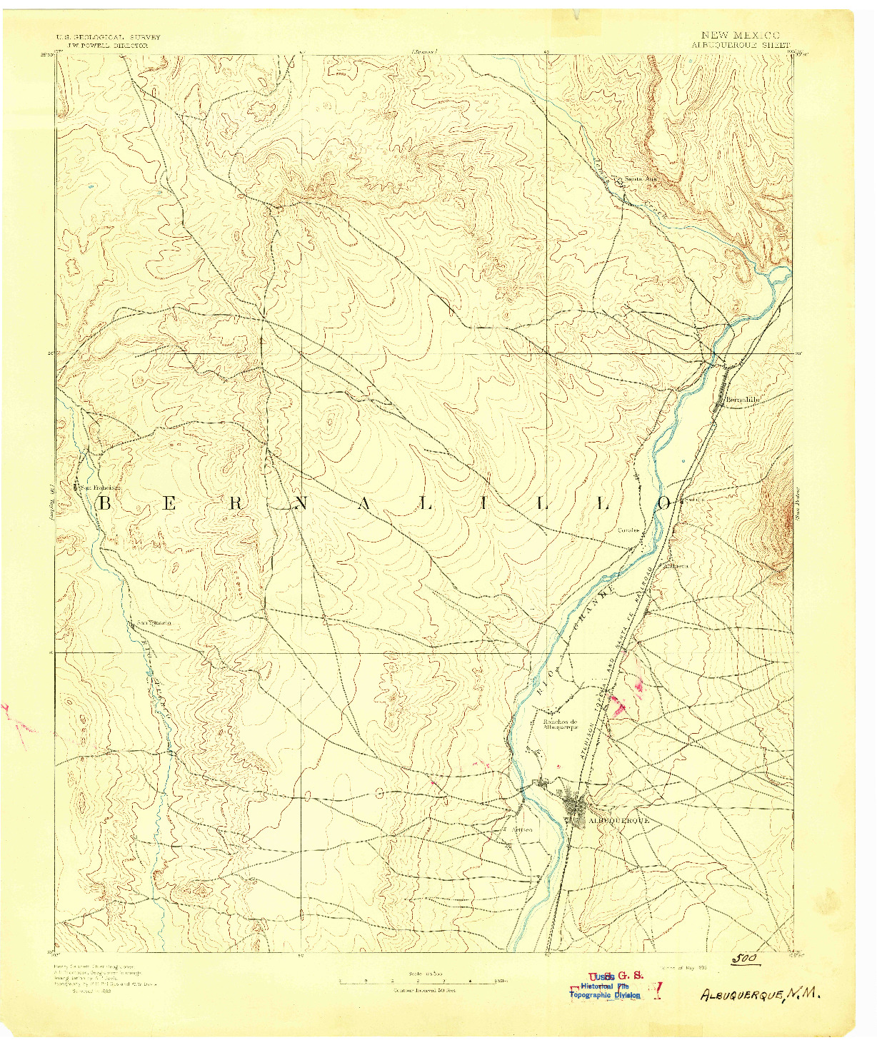 USGS 1:125000-SCALE QUADRANGLE FOR ALBUQUERQUE, NM 1893