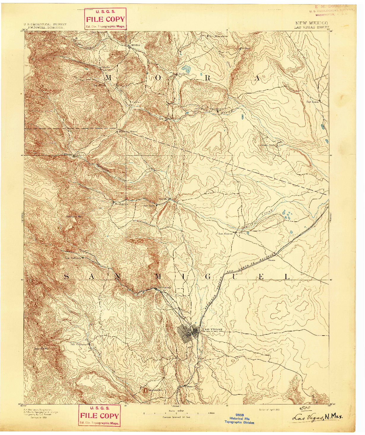 USGS 1:125000-SCALE QUADRANGLE FOR LAS VEGAS, NM 1893