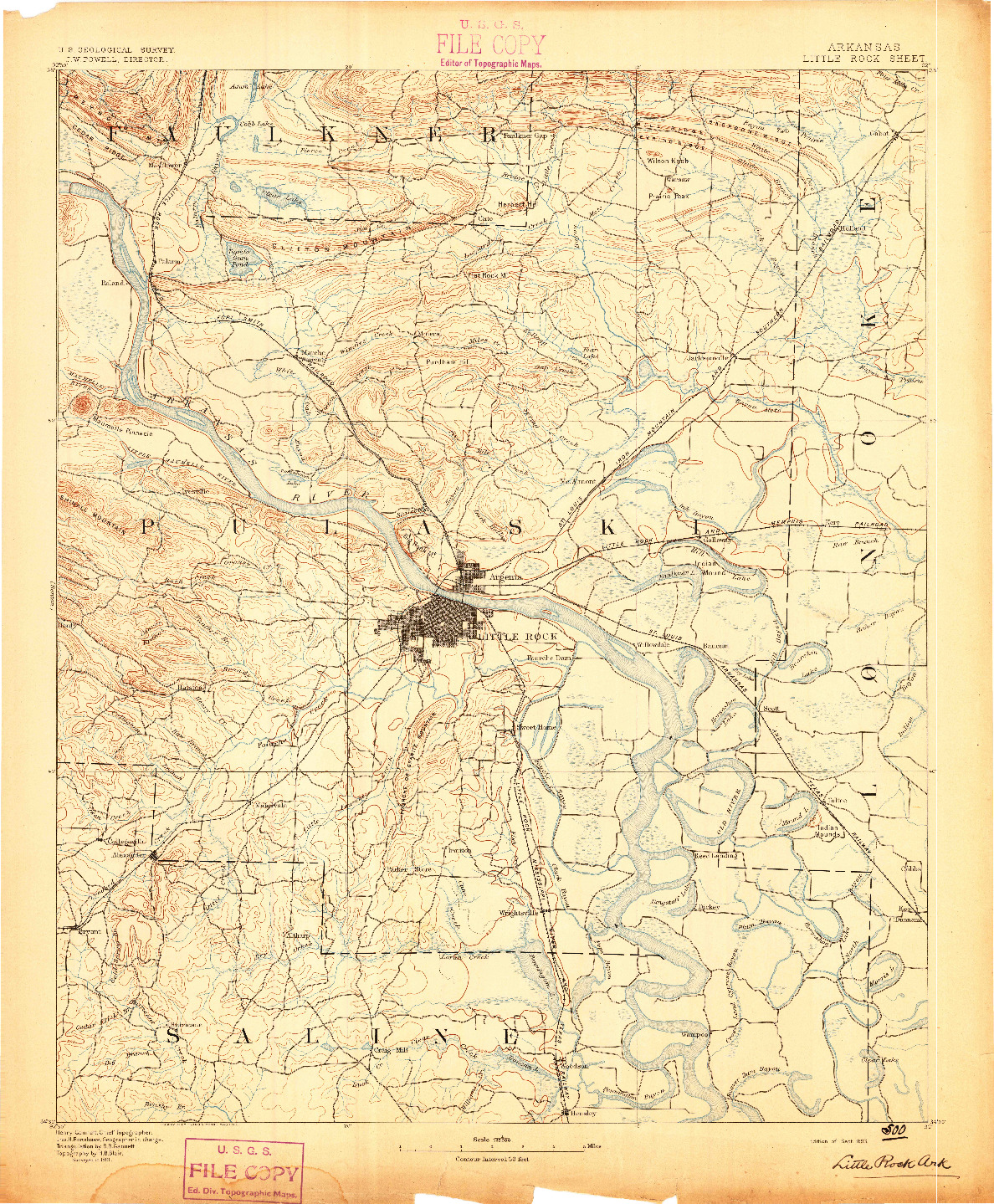 USGS 1:125000-SCALE QUADRANGLE FOR LITTLE ROCK, AR 1893