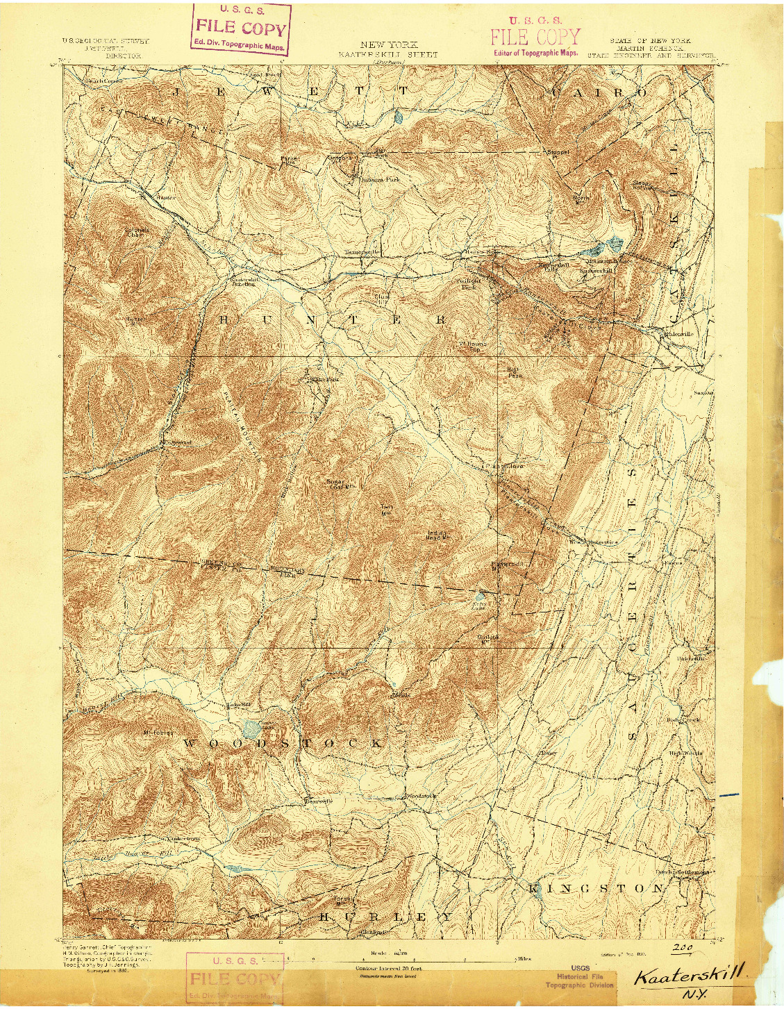 USGS 1:62500-SCALE QUADRANGLE FOR KAATERSKILL, NY 1893