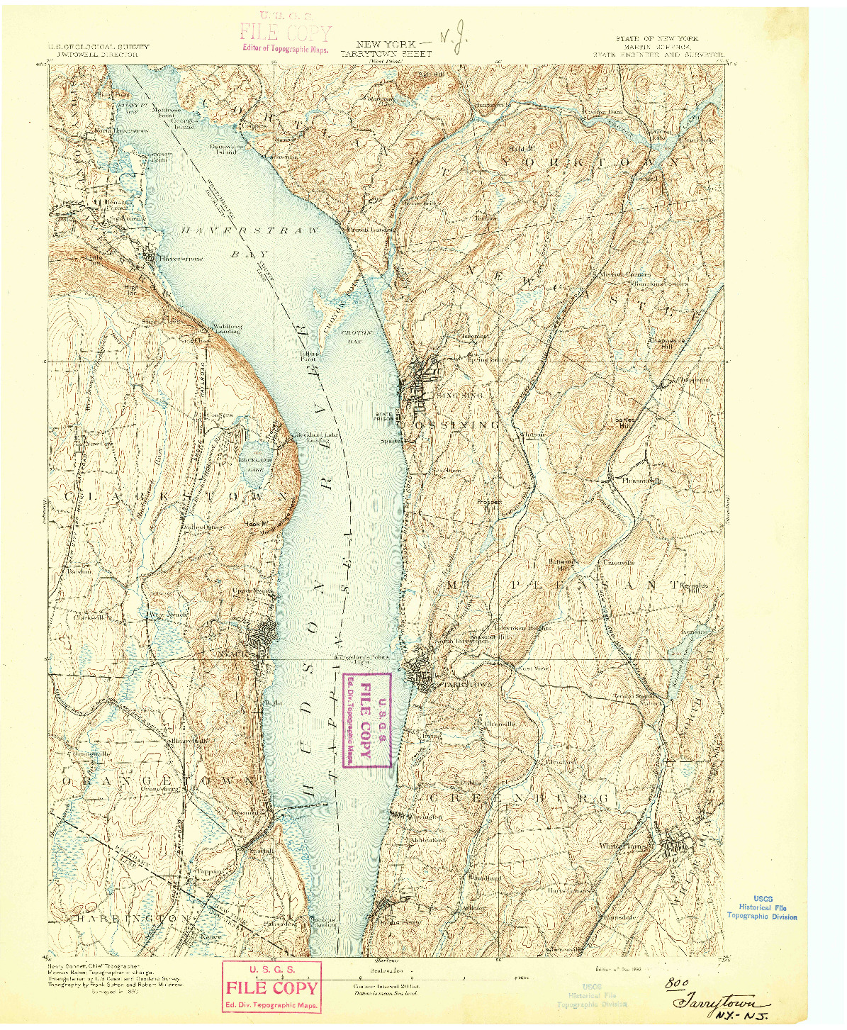 USGS 1:62500-SCALE QUADRANGLE FOR TARRYTOWN, NY 1893