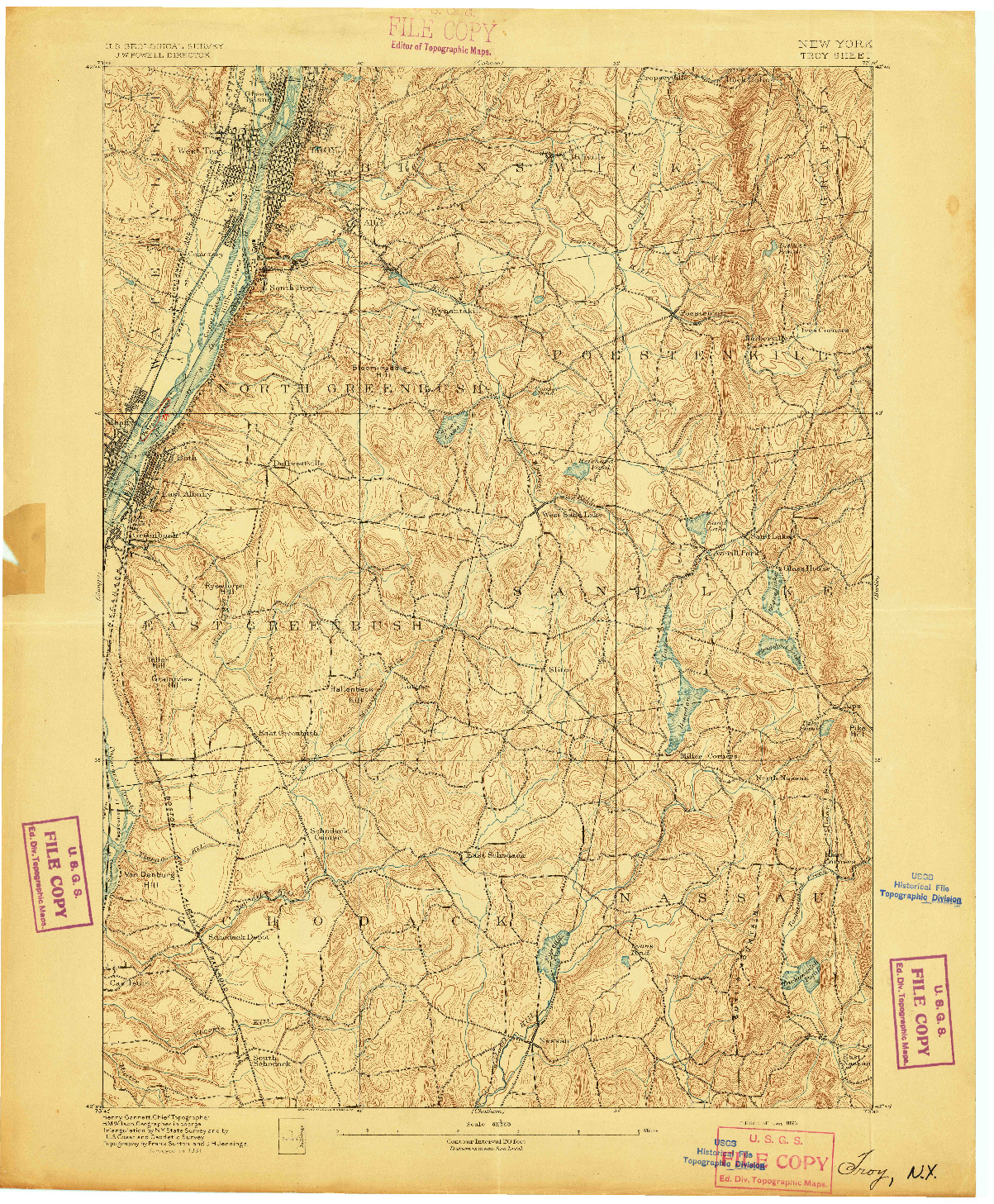 USGS 1:62500-SCALE QUADRANGLE FOR TROY, NY 1893