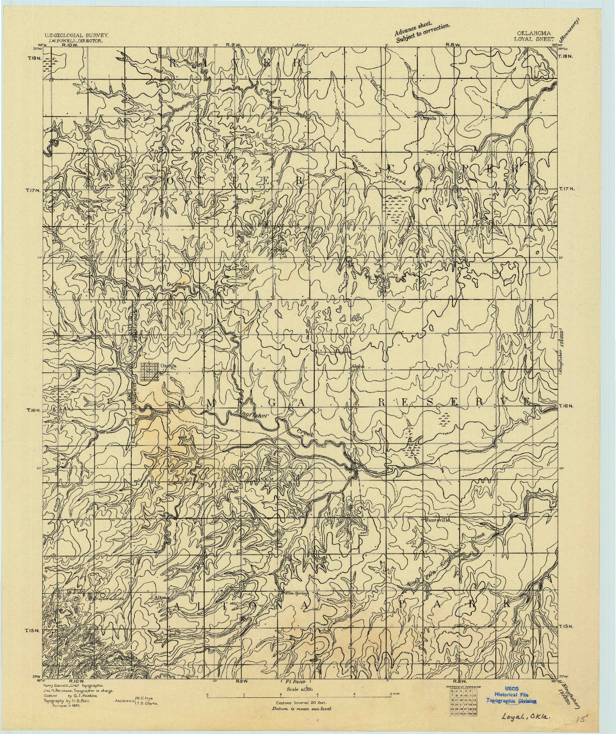USGS 1:62500-SCALE QUADRANGLE FOR LOYAL, OK 1893