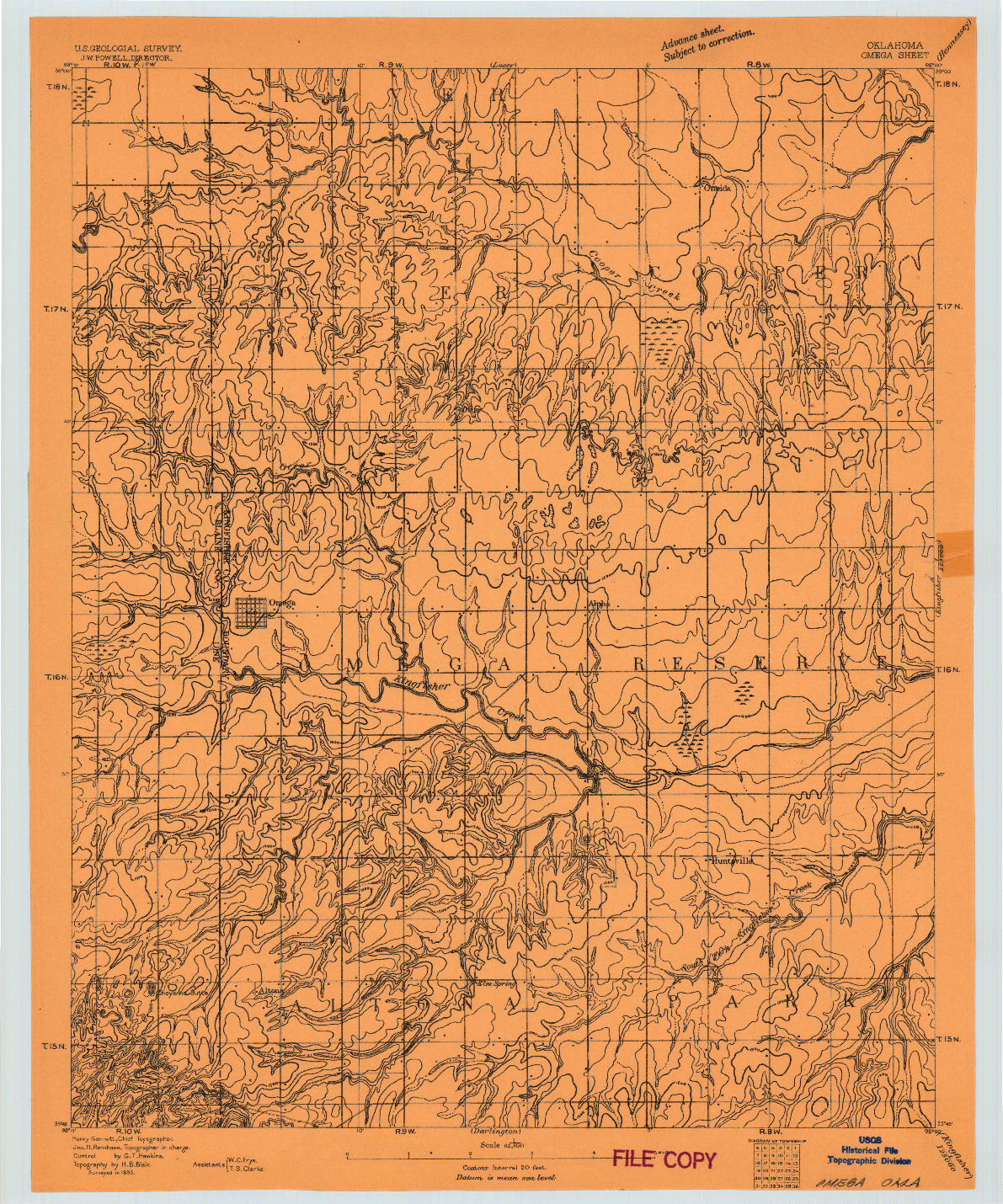 USGS 1:62500-SCALE QUADRANGLE FOR OMEGA, OK 1893
