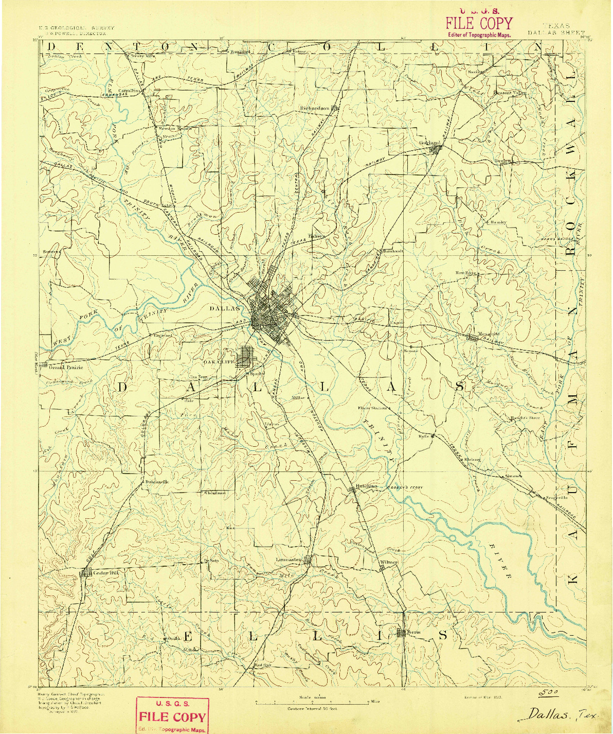 USGS 1:125000-SCALE QUADRANGLE FOR DALLAS, TX 1893