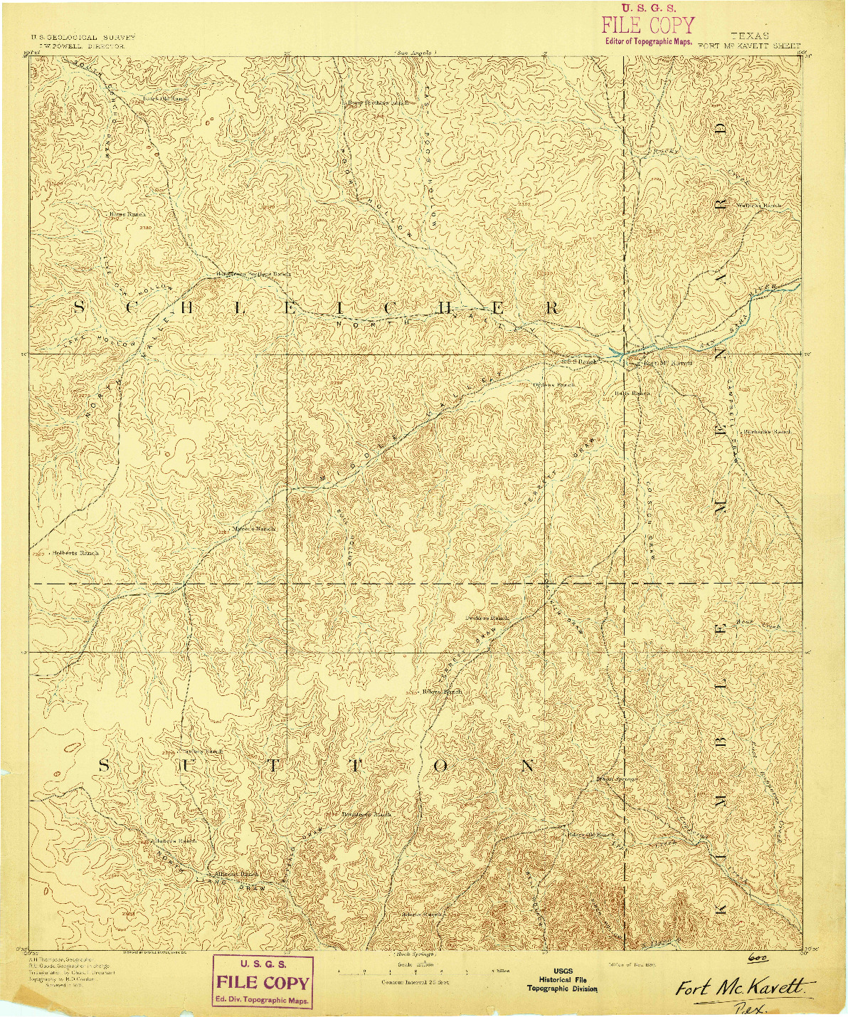 USGS 1:125000-SCALE QUADRANGLE FOR FORT MCKAVETT, TX 1893