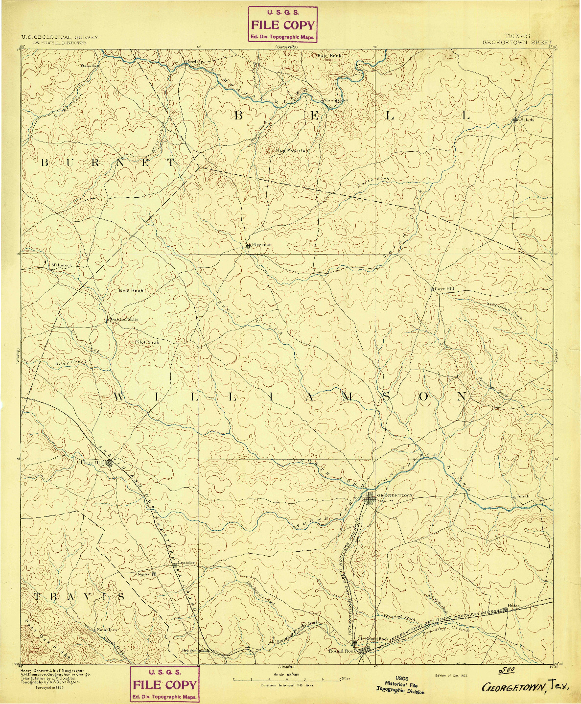 USGS 1:125000-SCALE QUADRANGLE FOR GEORGETOWN, TX 1893