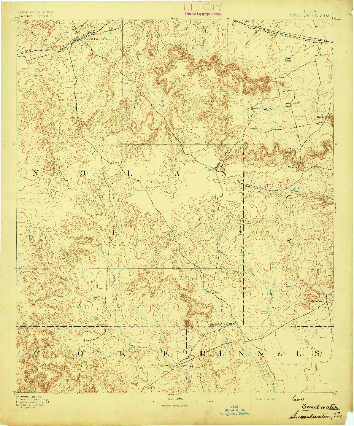 USGS 1:125000-SCALE QUADRANGLE FOR SWEETWATER, TX 1893