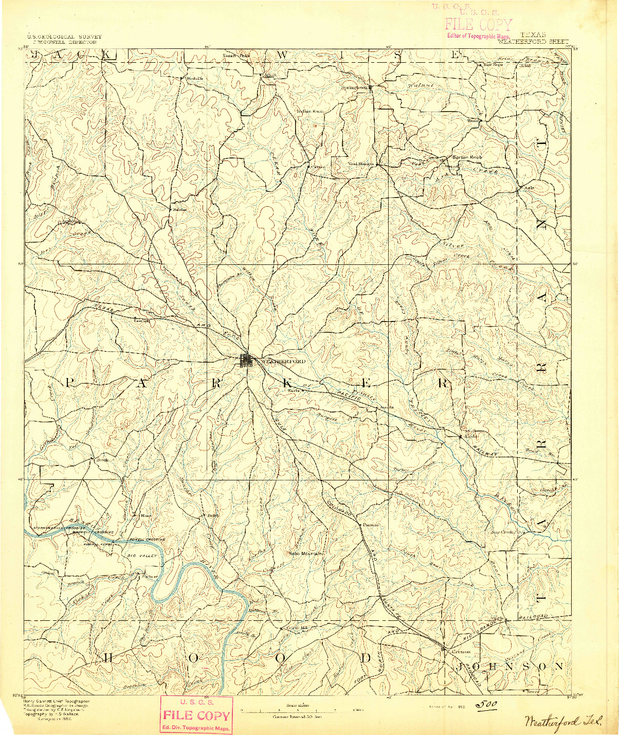 USGS 1:125000-SCALE QUADRANGLE FOR WEATHERFORD, TX 1893