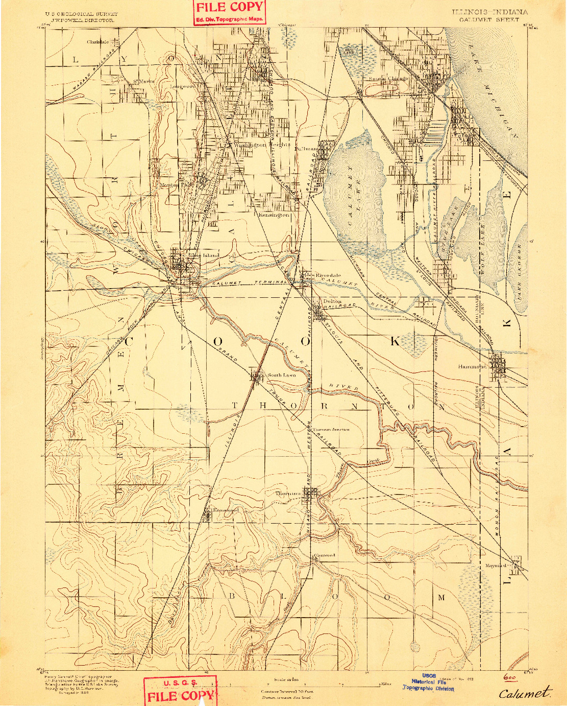 USGS 1:62500-SCALE QUADRANGLE FOR CALUMET, IL 1893