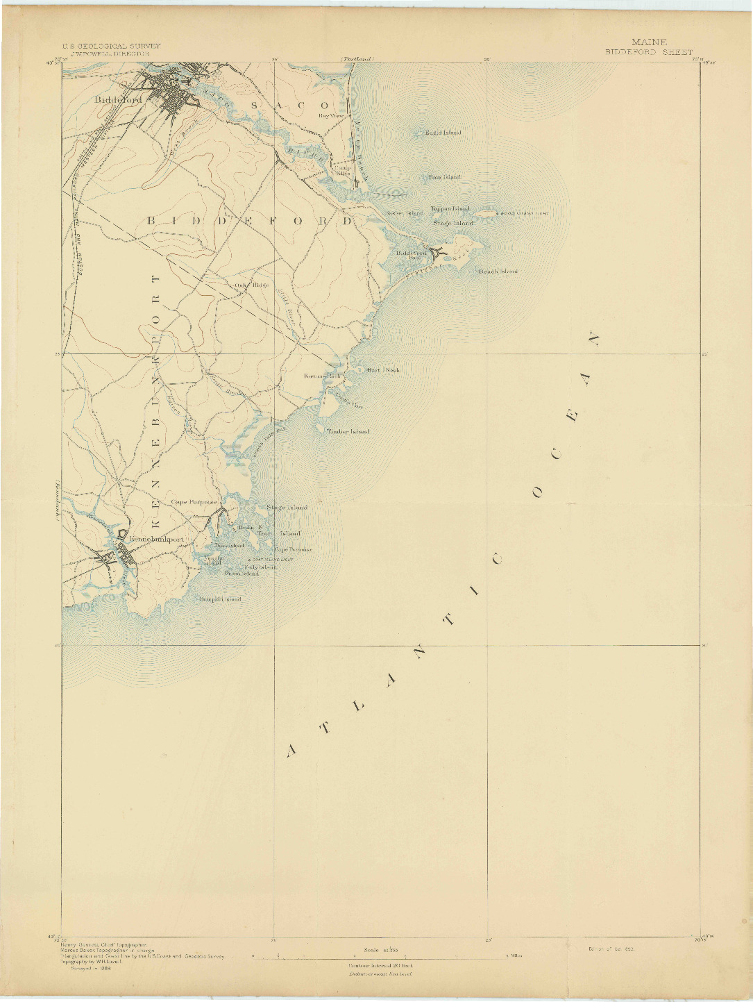 USGS 1:62500-SCALE QUADRANGLE FOR BIDDEFORD, ME 1893