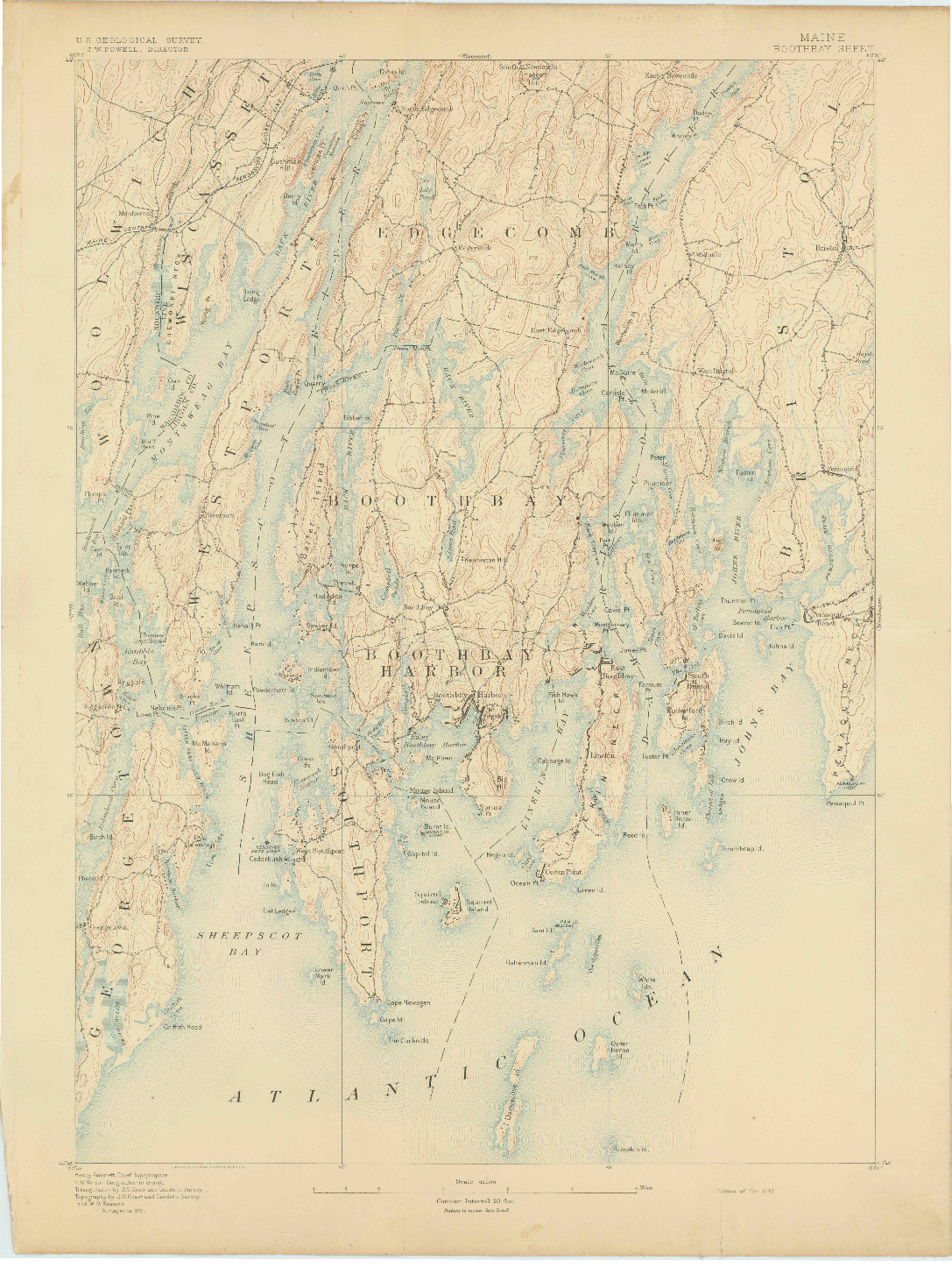 USGS 1:62500-SCALE QUADRANGLE FOR BOOTHBAY, ME 1893