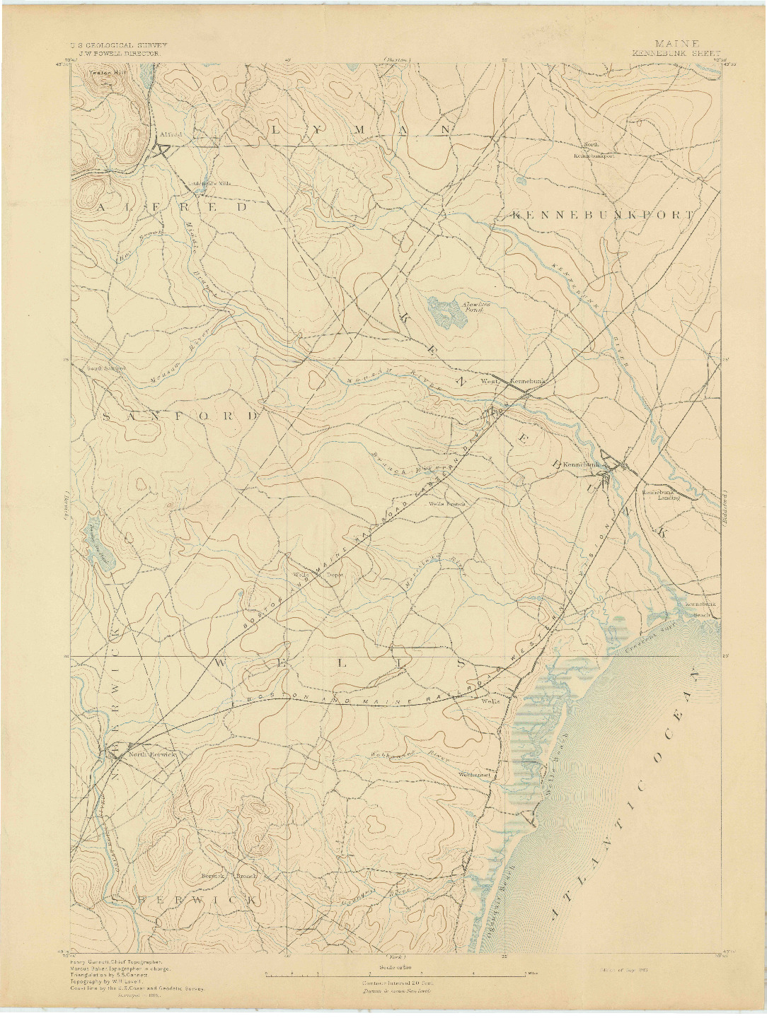 USGS 1:62500-SCALE QUADRANGLE FOR KENNEBUNK, ME 1893