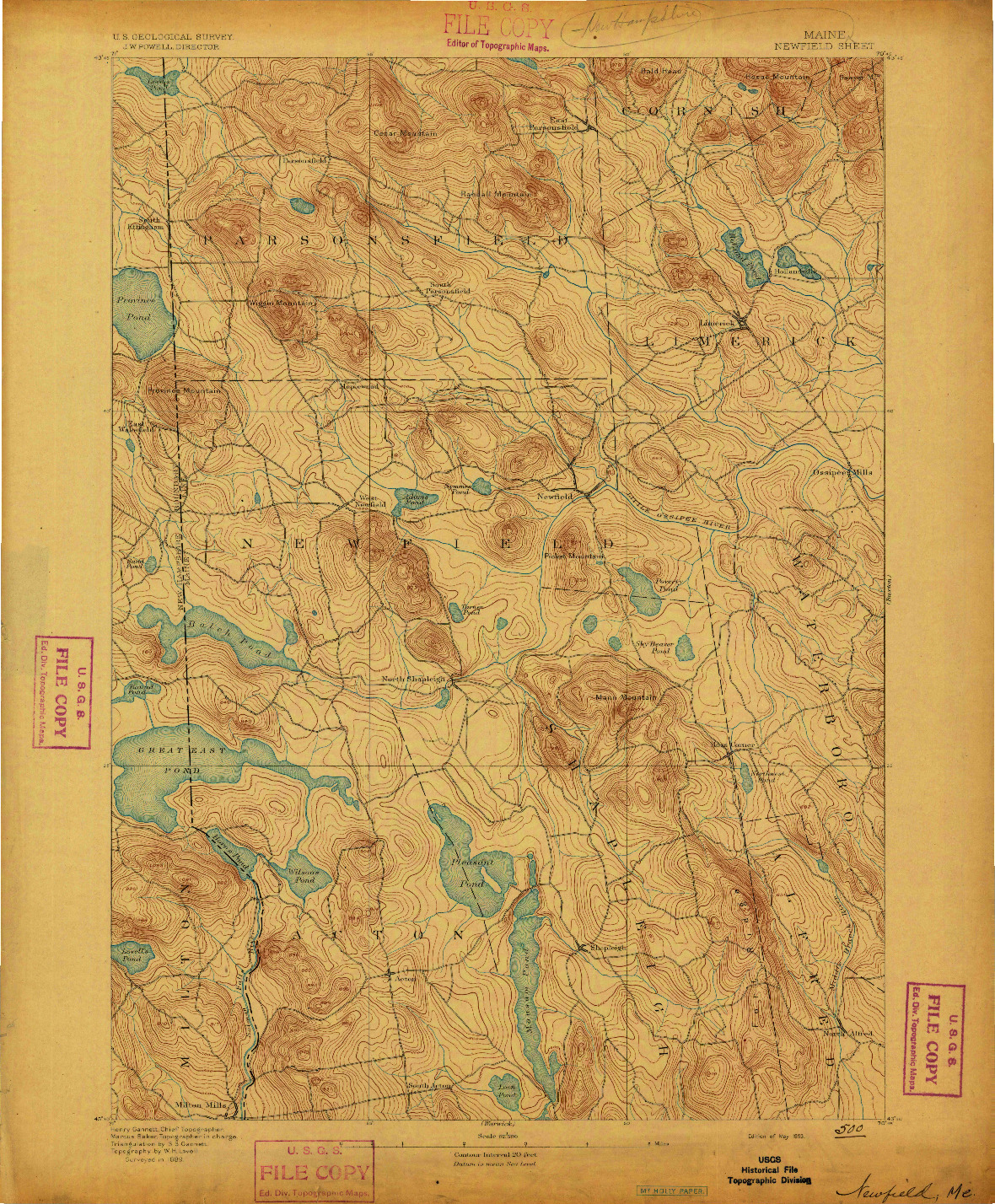 USGS 1:62500-SCALE QUADRANGLE FOR NEWFIELD, ME 1893