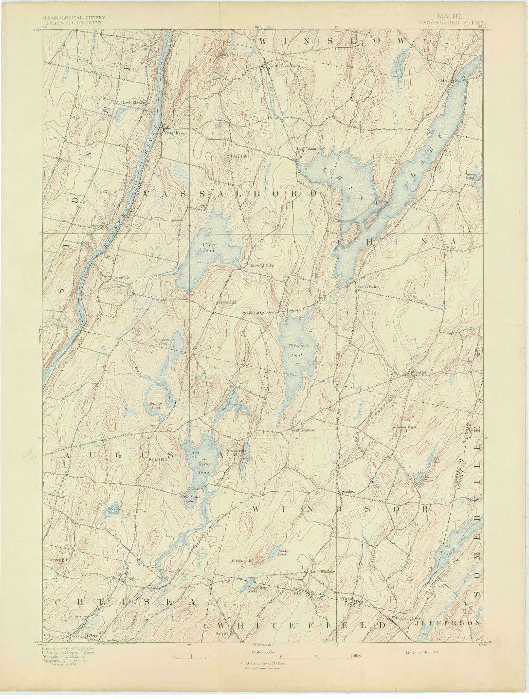 USGS 1:62500-SCALE QUADRANGLE FOR VASSALBORO, ME 1893